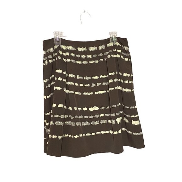 Simply Vera Vera Wang Semi-Pleated A-Line Skirt Brown & Ivory Women’s 10 - Picture 1 of 6